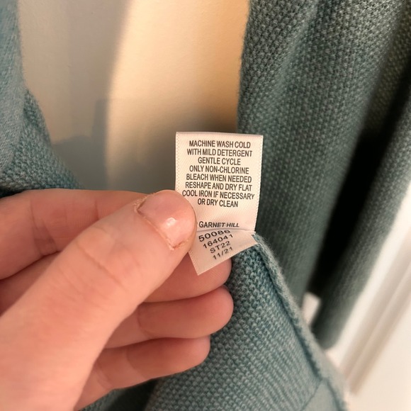 Garnet Hill Cotton Cashmere Wrap Cardigan Robe Blue Womens Medium Kimono Mature - Picture 10 of 12